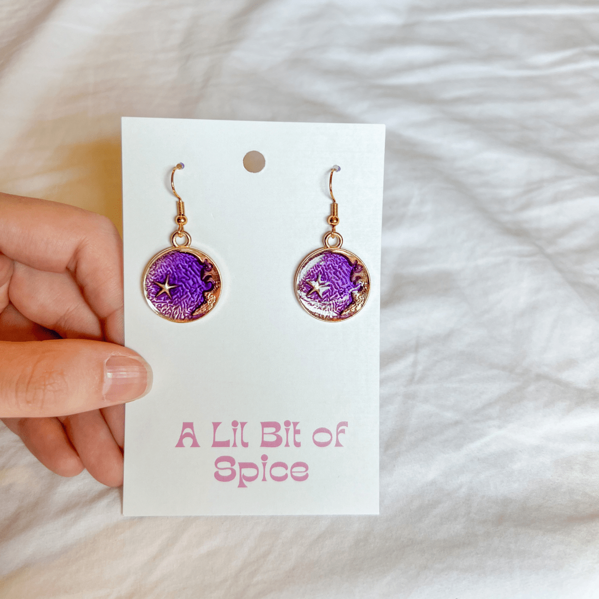 Celestial Earrings - Purple - ALilBitOfSpice