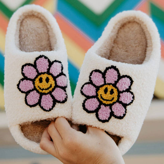 Daisy Happy Face Open Toed Slippers - ALilBitOfSpice