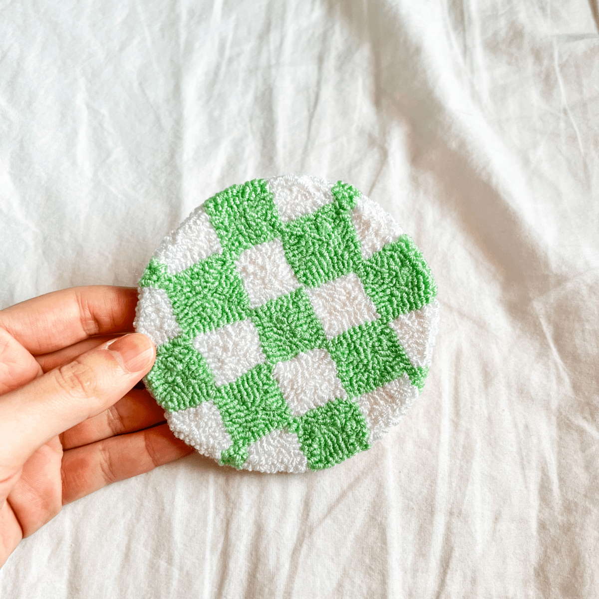 Green White Checker Mug Rug - ALilBitOfSpice