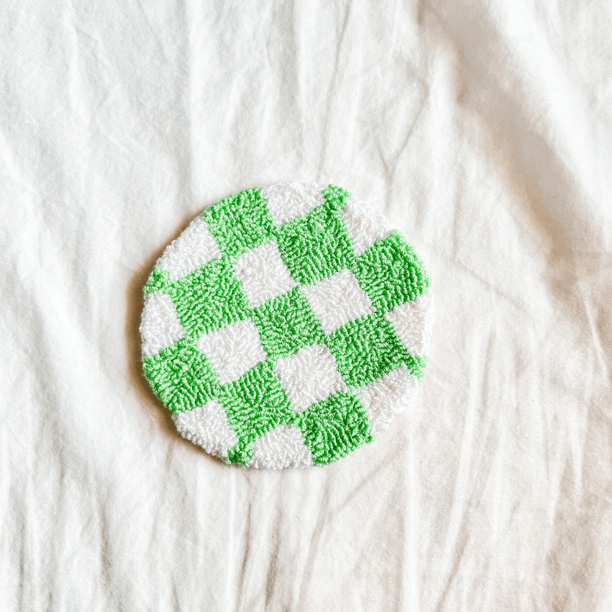 Green White Checker Mug Rug - ALilBitOfSpice