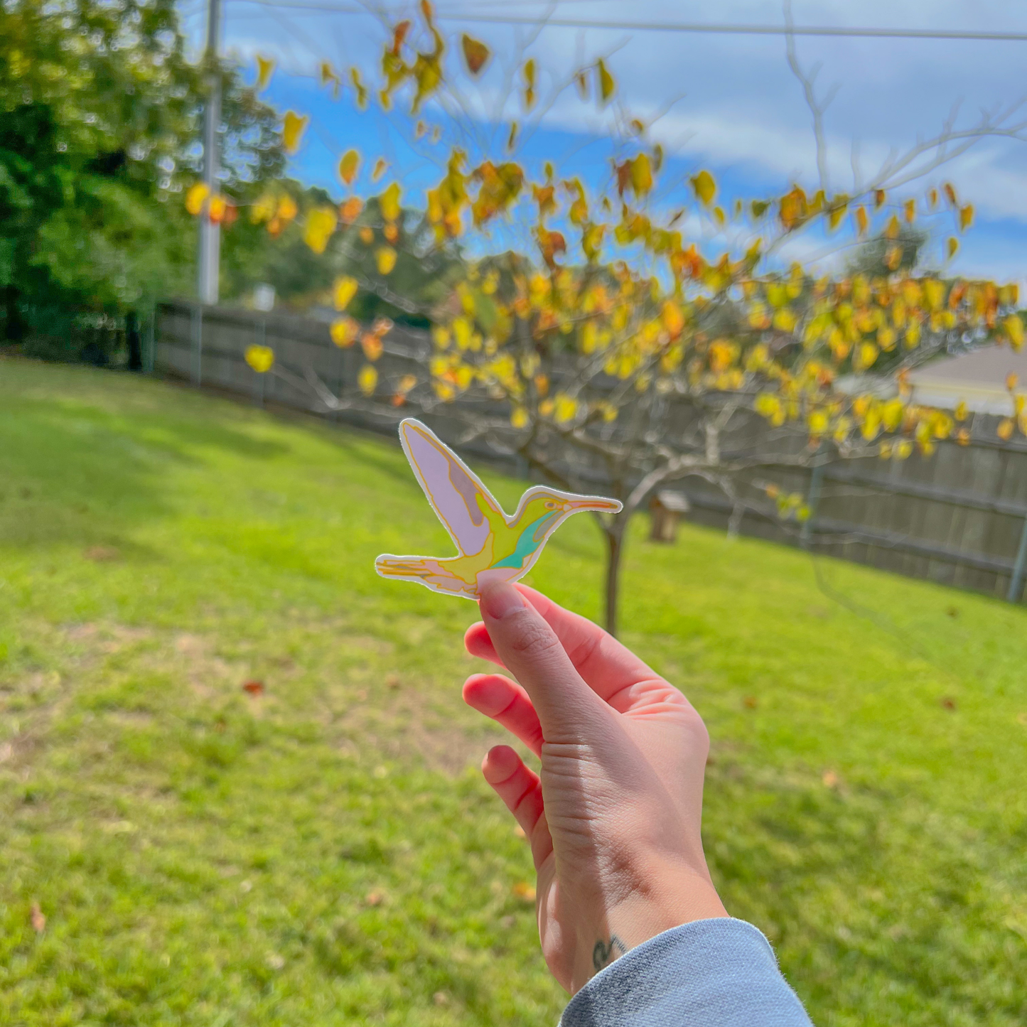 Stained Glass Hummingbird Sticker