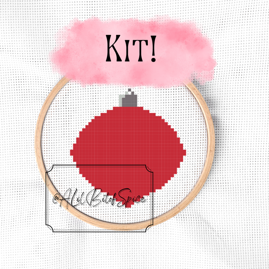 Red Christmas Ornament Cross Stitch Kit