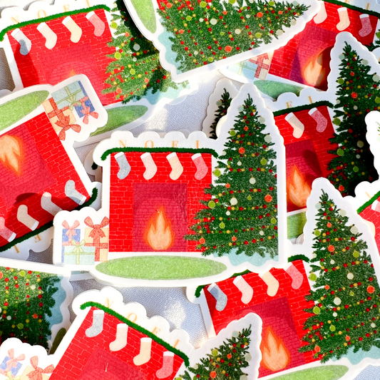 Cozy Christmas Fireplace Sticker