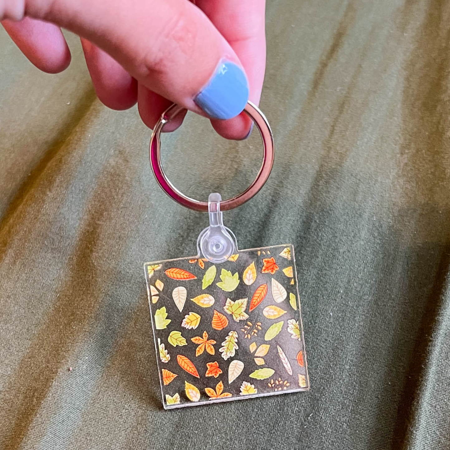 Fall Leaves Square Acrylic Keychain