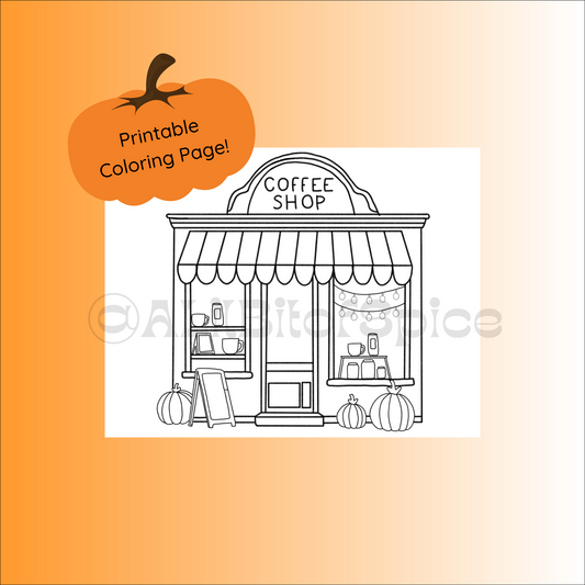 Fall Coffee Shop Coloring Page