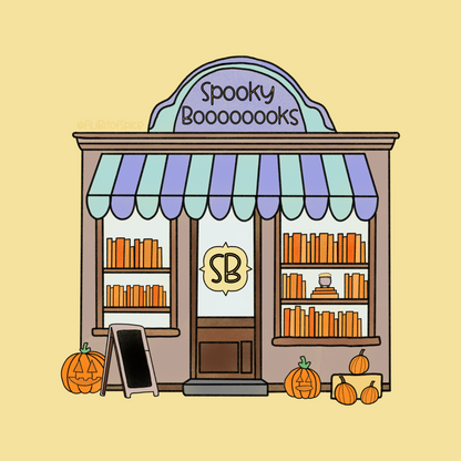 Spooky Books Bookstore Coloring Page