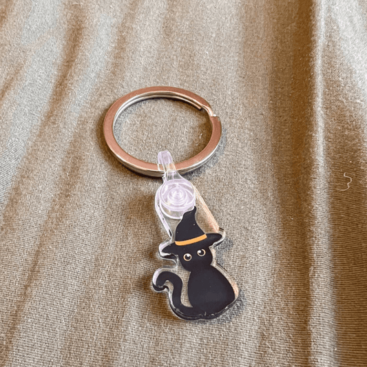 Black Cat Witchy Keychain - ALilBitOfSpice