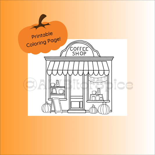 Fall Coffee Shop Coloring Page - ALilBitOfSpice