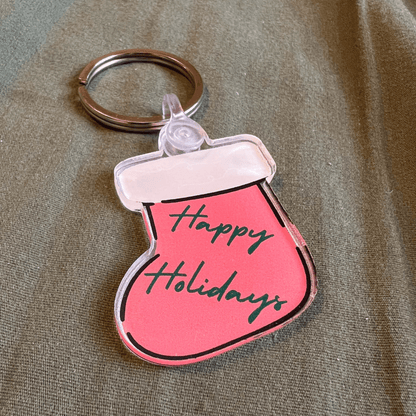 Happy Holidays Stocking Keychain - ALilBitOfSpice