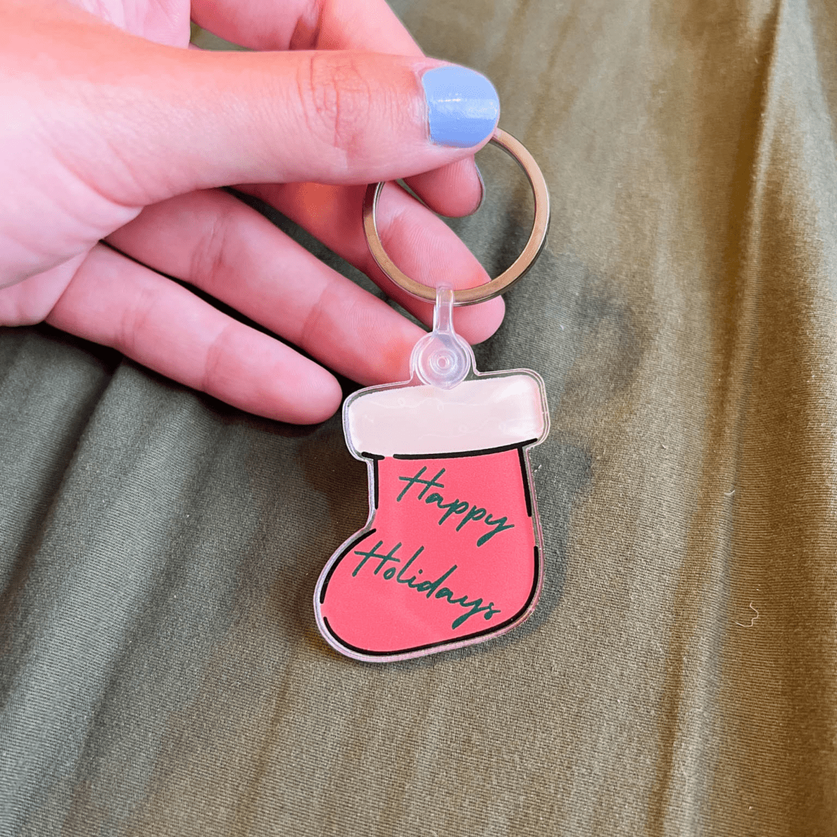 Happy Holidays Stocking Keychain - ALilBitOfSpice