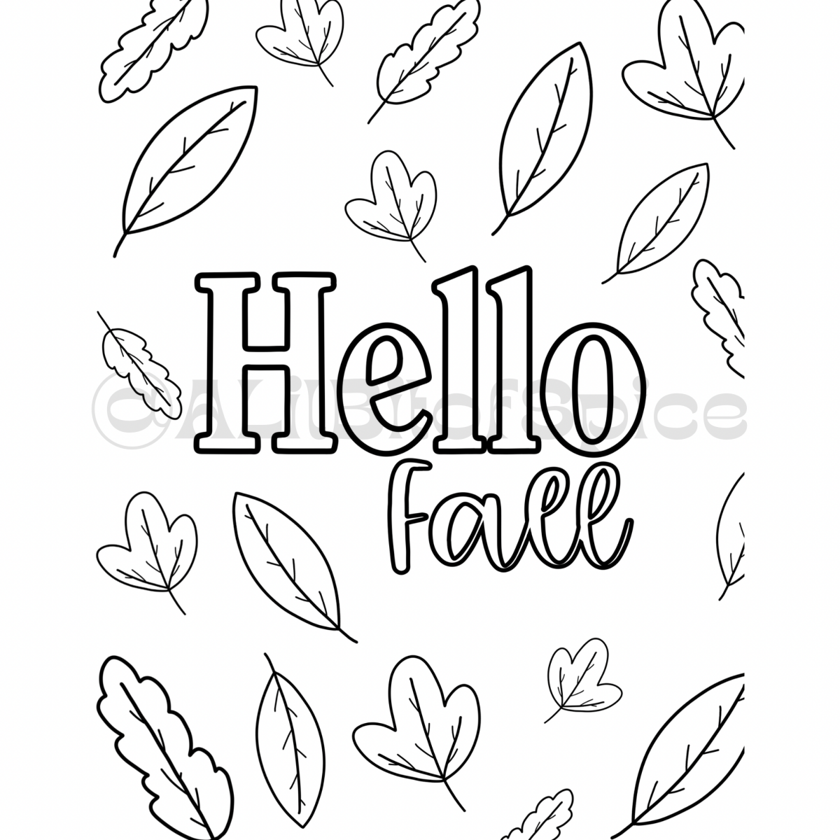 Hello Fall Coloring Page - ALilBitOfSpice