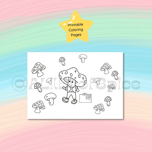 Mushroom Coloring Page - ALilBitOfSpice