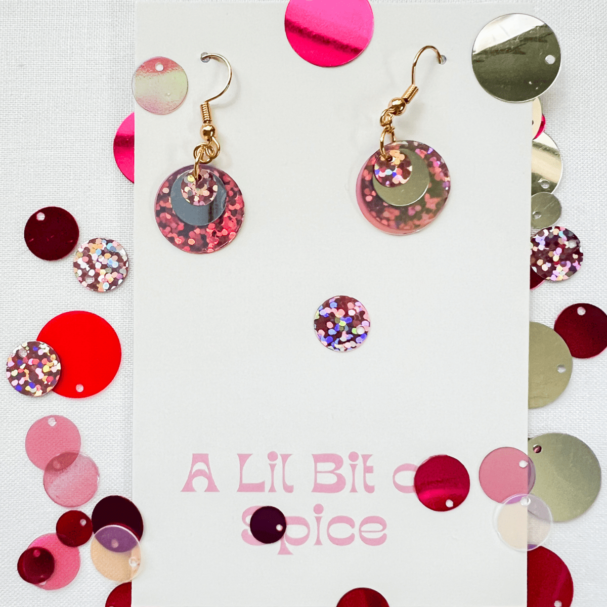 Pink Party Sequin Earrings - ALilBitOfSpice