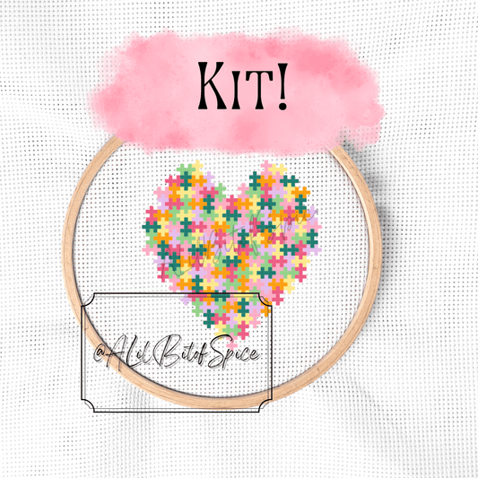 Puzzle Heart Cross Stitch Kit - ALilBitOfSpice