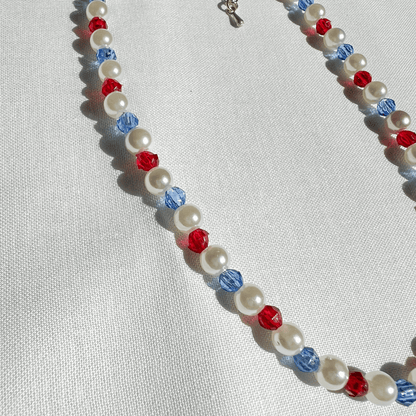 Red and Blue Beaded Necklace - ALilBitOfSpice