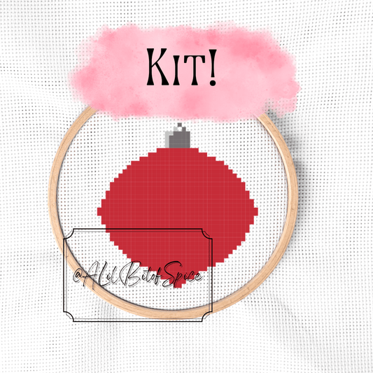 Red Christmas Ornament Cross Stitch Kit - ALilBitOfSpice