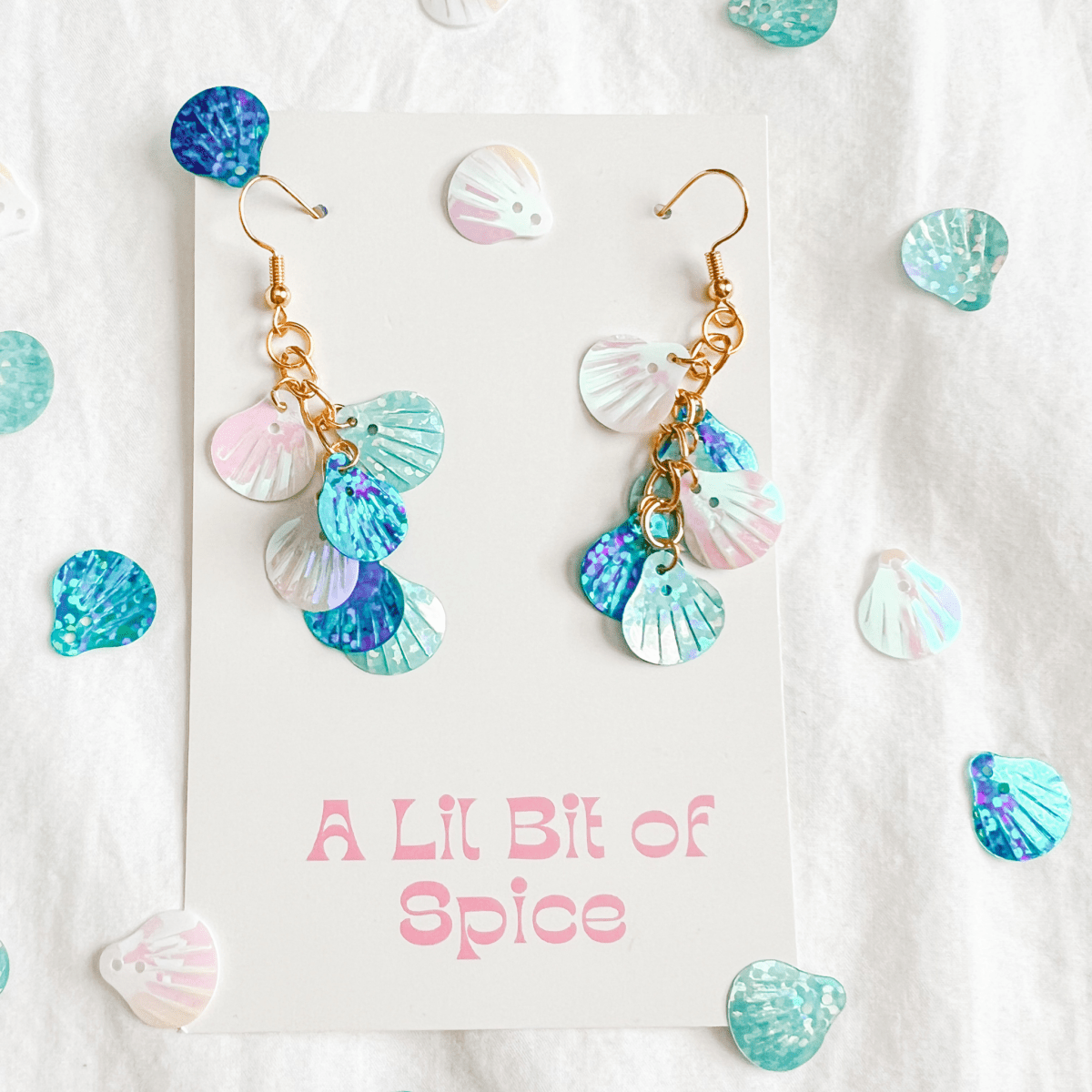 Sea Shell Sequin Earrings - ALilBitOfSpice