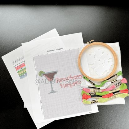 Strawberry Margarita Cross Stitch Kit - ALilBitOfSpice